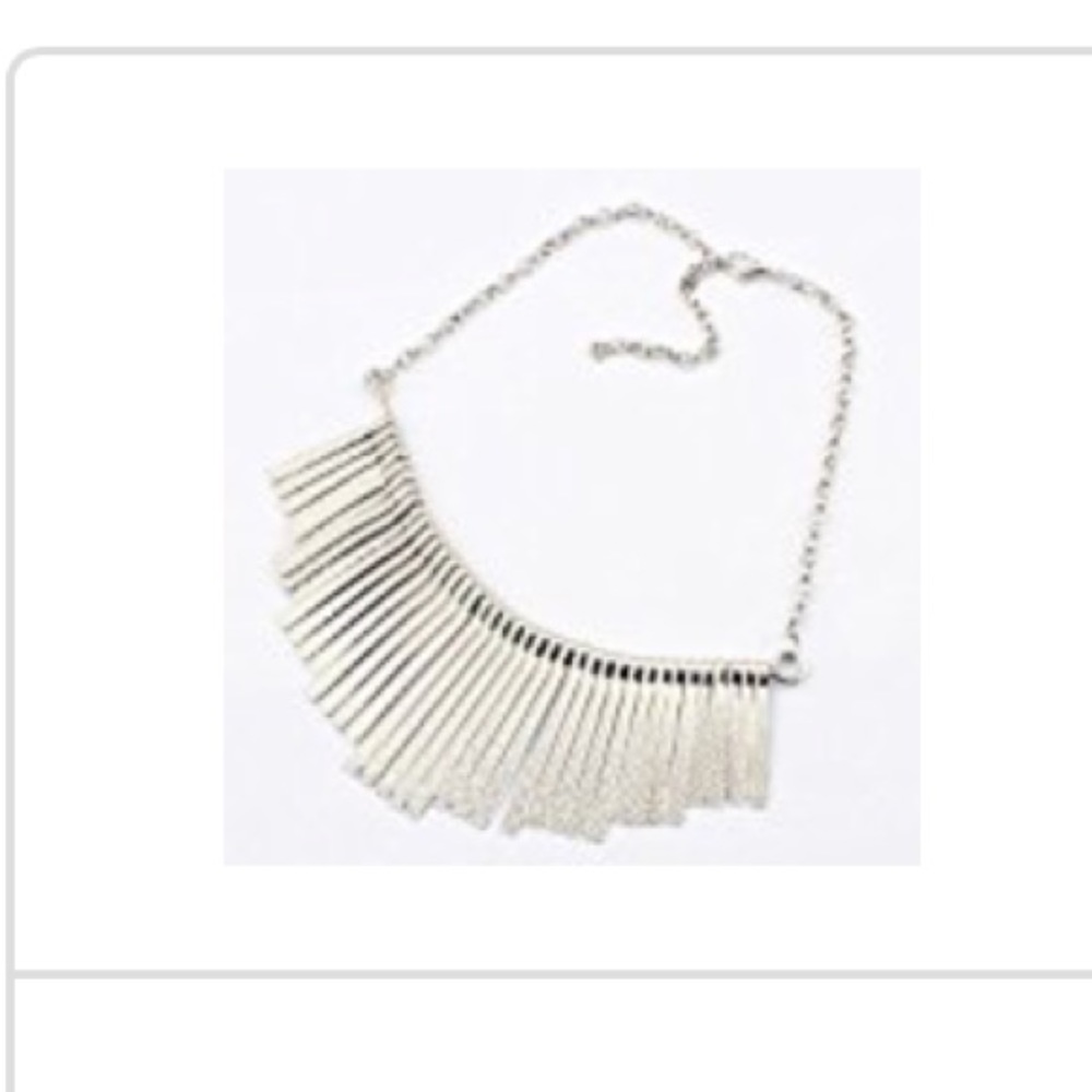 Silver Chain Tassel Statement Necklace